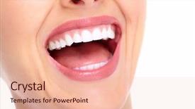  Presentation with dentistry - Slides featuring cosmetic dentistry - beautiful young woman smile dental background and a lemonade colored foreground