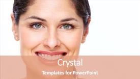  Presentation with happy smiling woman dental health - PPT theme with cosmetic dentistry - beautiful young woman smile dental background and a coral colored foreground