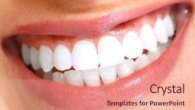  Presentation with dental - Beautiful PPT theme featuring cosmetic dentistry - beautiful young woman smile dental backdrop and a  colored foreground