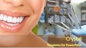  Presentation with dental office - Presentation design with cosmetic dentistry - smiling woman mouth with great background and a tawny brown colored foreground