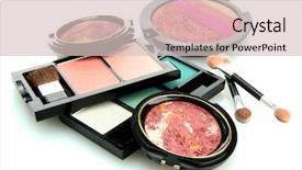  Presentation with bright white - PPT theme featuring cosmetic eyeshadow - bright eye shadows and rouge background and a lemonade colored foreground