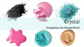  Presentation with cosmetic - Audience pleasing presentation theme consisting of cosmetic eyeshadow - make-up products isolated on white backdrop and a arctic colored foreground