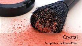  Presentation with brush - Amazing PPT theme having cosmetic eyeshadow - make up with buki brush backdrop and a coral colored foreground