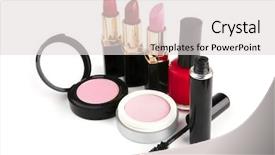  Presentation with makeup - Presentation having cosmetic eyeshadow - new makeup set isolated background and a light gray colored foreground