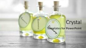  Presentation with essential oil - Colorful slide deck enhanced with cosmetic labels - bottles of rosemary essential oil backdrop and a soft green colored foreground
