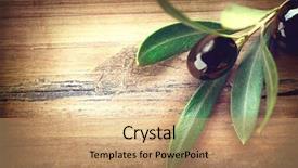  Presentation with olive branch - Beautiful PPT layouts featuring cosmetic labels - olive over wood background olives backdrop and a coral colored foreground