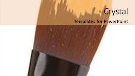  Presentation with foundation - PPT layouts consisting of cosmetic liquid foundation and brush isolated on white background and a yellow colored foreground