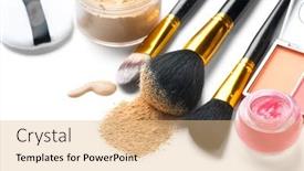  Presentation with foundation - Presentation design enhanced with cosmetic-liquid-foundation-or-cream background and a lemonade colored foreground