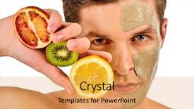  Presentation with skin care natural - Slide set enhanced with cosmetic masks with natural ingredients background and a yellow colored foreground