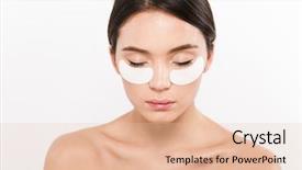  Presentation with beauty cosmetic - Amazing PPT theme having cosmetic patches under both eye backdrop and a lemonade colored foreground
