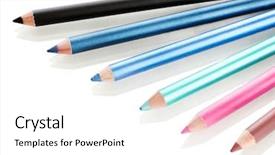  Presentation with cosmetics beauty cosmetic white - Colorful presentation theme enhanced with cosmetic pencils isolated on white backdrop and a white colored foreground