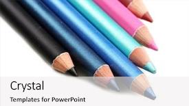  Presentation with pencils - Audience pleasing slides consisting of cosmetic pencils isolated on white backdrop and a white colored foreground