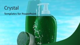  Presentation with blue water - Audience pleasing slides consisting of cosmetic products in water splashes backdrop and a light blue colored foreground