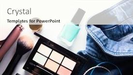  Presentation with beauty products - Theme having cosmetic-products-on-white-background background and a cream colored foreground