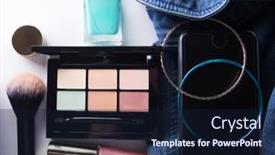  Presentation with beauty products - Cool new theme with cosmetic-products-on-white-background backdrop and a wine colored foreground