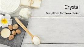  Presentation with butter - PPT layouts with cosmetic products with shea butter background and a light gray colored foreground
