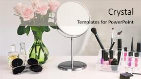  Presentation with cosmetic - Presentation theme having cosmetic set on light dressing background and a lemonade colored foreground