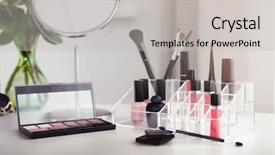  Presentation with cosmetic dan kecantikan - Cool new presentation theme with cosmetic set on light dressing backdrop and a light gray colored foreground