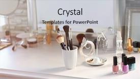  Presentation with cosmetic - Presentation having cosmetic set on light dressing background and a light gray colored foreground