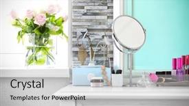  Presentation with cosmetic - Amazing slide set having cosmetic set on light dressing backdrop and a light gray colored foreground