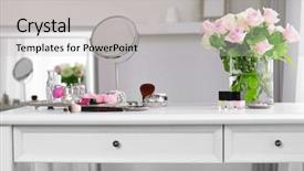  Presentation with cosmetic dan kecantikan - Slide set with cosmetic set on light dressing background and a light gray colored foreground