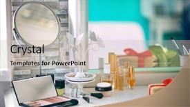  Presentation with cosmetic - Slide deck consisting of cosmetic set on light background and a mint green colored foreground