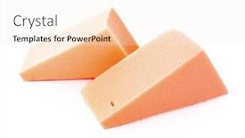  Presentation with sponges - Presentation theme having cosmetic-sponges background and a sky blue colored foreground