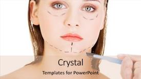  Presentation with cosmetic surgery - Audience pleasing presentation theme consisting of cosmetic surgery concept female face backdrop and a  colored foreground