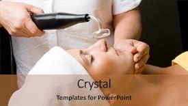  Presentation with high frequency - Beautiful slide set featuring cosmetician applying high frequency treatment backdrop and a red colored foreground