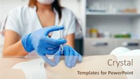  Presentation with injections - Beautiful theme featuring cosmetician-gives-rejuvenation-injections backdrop and a lemonade colored foreground