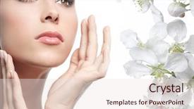  Presentation with cosmetics - Slides with cosmetics - attractive woman portrait on white background and a lemonade colored foreground