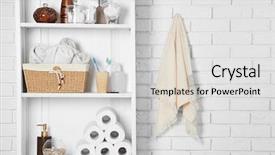  Presentation with bathroom - Colorful presentation theme enhanced with cosmetics - bathroom set with towels toothbrushes backdrop and a light gray colored foreground