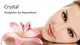  Presentation with cosmetics - Slide deck enhanced with search box web online browsing searching concept background and a coral colored foreground.