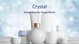  Presentation with beauty cosmetic - Cool new presentation theme with cosmetics - beauty cosmetic set on table backdrop and a sky blue colored foreground