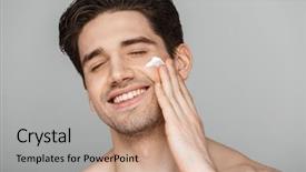  Presentation with beauty cosmetics - Colorful presentation enhanced with cosmetics - close up beauty portrait backdrop and a coral colored foreground