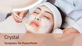  Presentation with gentle - Beautiful presentation theme featuring cosmetics - close-up of the face backdrop and a coral colored foreground