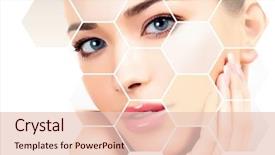  Presentation with beautiful skin - Presentation design featuring cosmetics - closeup headshot portrait background and a lemonade colored foreground