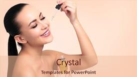  Presentation with beauty cosmetic - Theme consisting of cosmetics - closeup shot of cosmetic oil background and a coral colored foreground