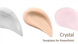  Presentation with cosmetic - Presentation theme consisting of cosmetics - collage of cosmetic creams isolated background and a cream colored foreground