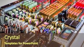  Presentation with cosmetic - PPT theme consisting of cosmetics - cosmetic shop background and a tawny brown colored foreground