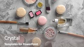 Presentation with makeup products - PPT layouts enhanced with cosmetics - makeup products and macaroons background and a gray colored foreground
