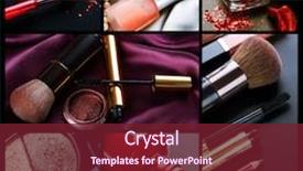  Presentation with professional - Slides enhanced with cosmetics - professional make-up collage background and a tawny brown colored foreground