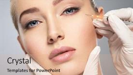  Presentation with beauty cosmetic - Cool new slides with cosmetics - woman getting cosmetic injection backdrop and a coral colored foreground