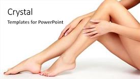  Presentation with cosmetics - PPT theme with cosmetics - woman legs on white background background and a white colored foreground