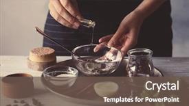  Presentation with woman body - Presentation design having cosmetics - woman making coffee body scrub background and a tawny brown colored foreground