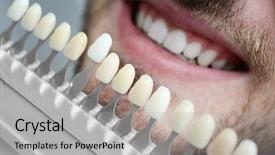  Presentation with teeth - PPT theme with cosmetics - young man choosing color background and a light gray colored foreground
