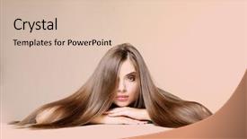  Presentation with hair color - Beautiful slide set featuring cosmetics - young woman with healthy hair backdrop and a lemonade colored foreground