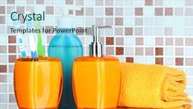  Presentation with mosaic - Cool new PPT theme with cosmetics and bath accessories on mosaic tiles background backdrop and a sky blue colored foreground