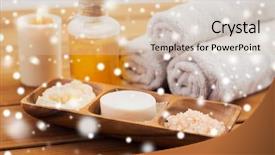  Presentation with cosmetics natural - PPT theme enhanced with cosmetics and bath concept - soap background and a lemonade colored foreground