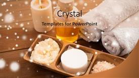  Presentation with cosmetics natural - Amazing presentation having cosmetics and wellness concept - soap backdrop and a coral colored foreground